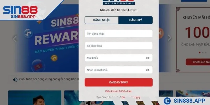 Hướng dẫn tạo nick cá cược tại SIN88 